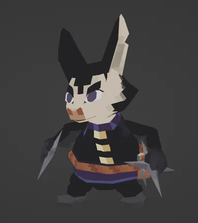 Low-poly 3D model: batrat front